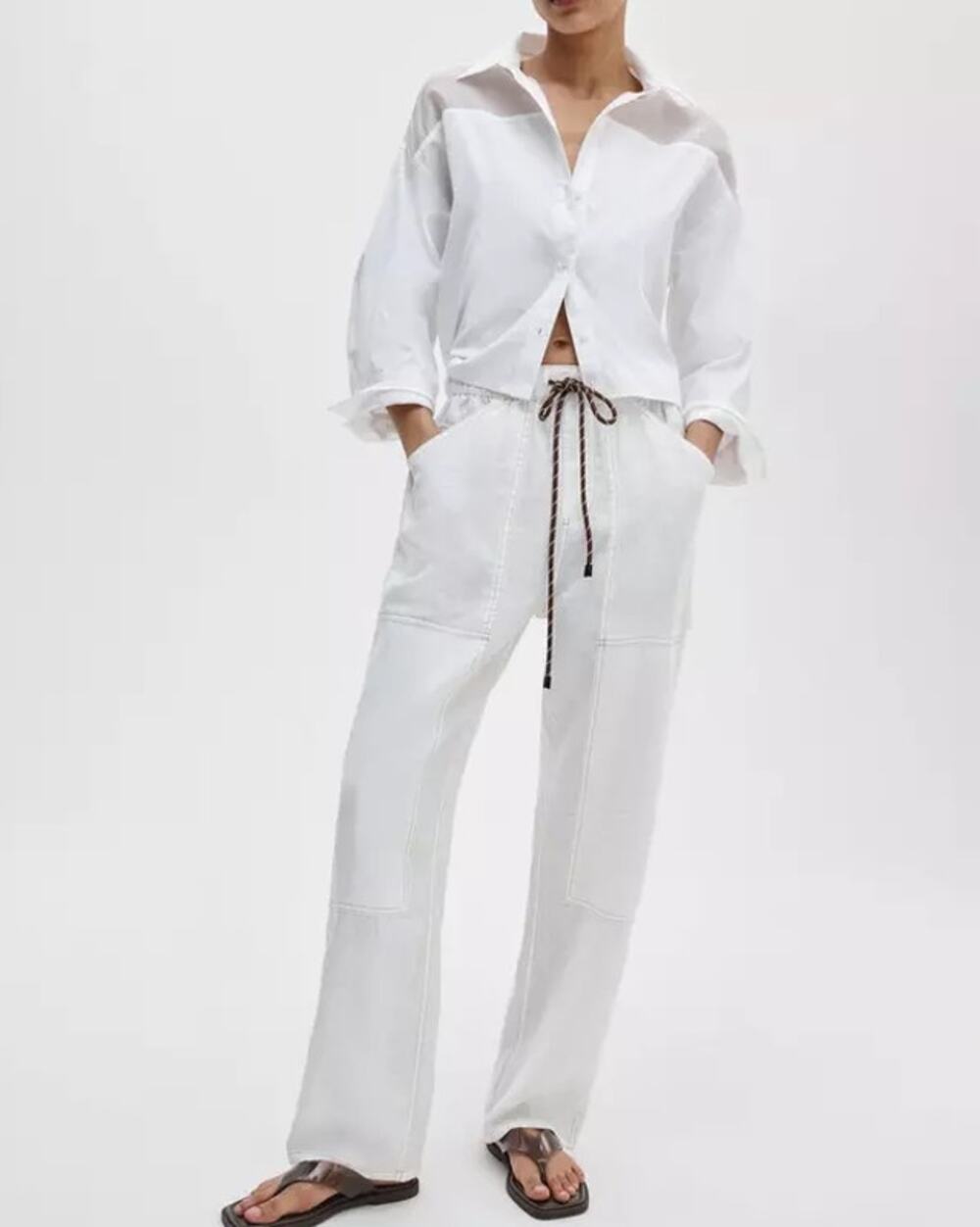 NWT Rag & Bone Atlas Linen Pants White Size Medium